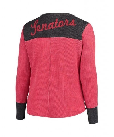 Women's Red and Black Ottawa Senators Plus Size Blindside Tri-Blend Long Sleeve Thermal T-shirt Red, Black $32.25 Tops