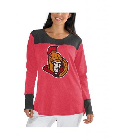 Women's Red and Black Ottawa Senators Plus Size Blindside Tri-Blend Long Sleeve Thermal T-shirt Red, Black $32.25 Tops