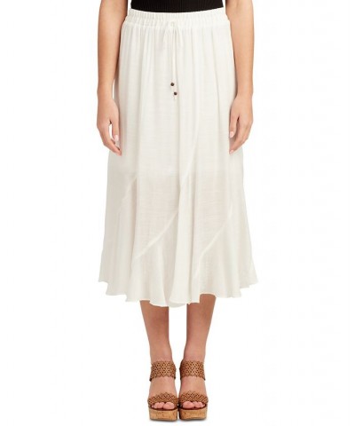 Juniors' Spliced Pull-On Drawstring Midi Skirt White $24.01 Skirts