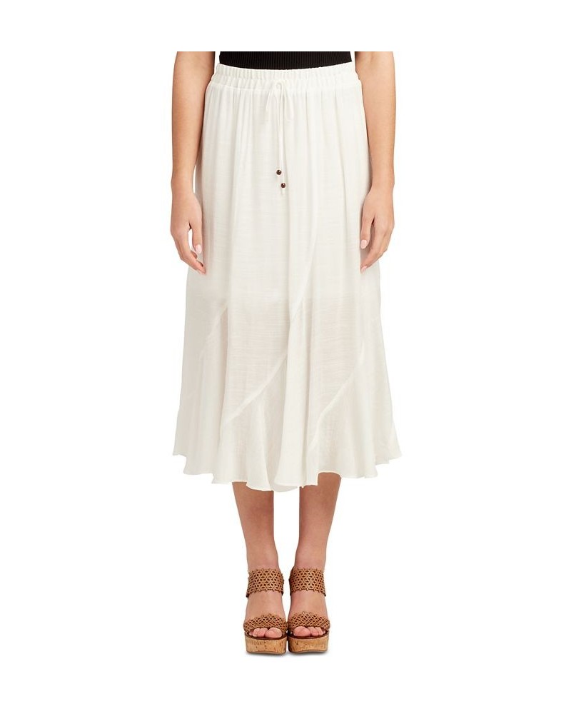 Juniors' Spliced Pull-On Drawstring Midi Skirt White $24.01 Skirts