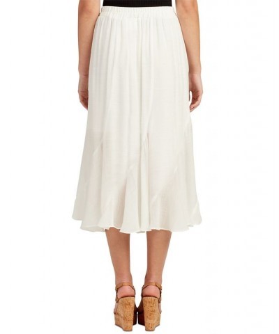 Juniors' Spliced Pull-On Drawstring Midi Skirt White $24.01 Skirts