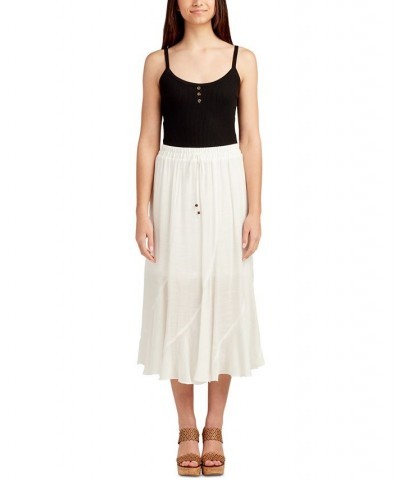 Juniors' Spliced Pull-On Drawstring Midi Skirt White $24.01 Skirts