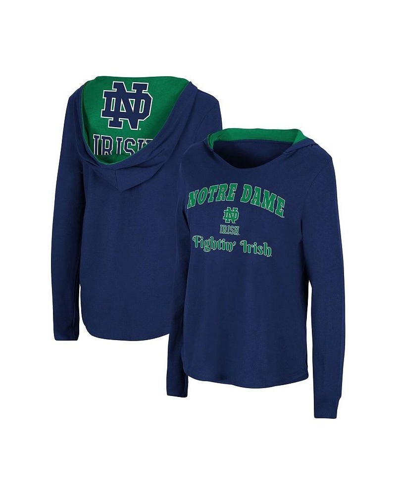 Women's Navy Notre Dame Fighting Irish Catalina Hoodie Long Sleeve T-shirt Navy $21.50 Tops