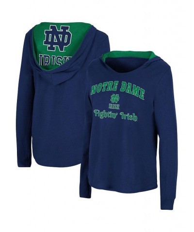 Women's Navy Notre Dame Fighting Irish Catalina Hoodie Long Sleeve T-shirt Navy $21.50 Tops