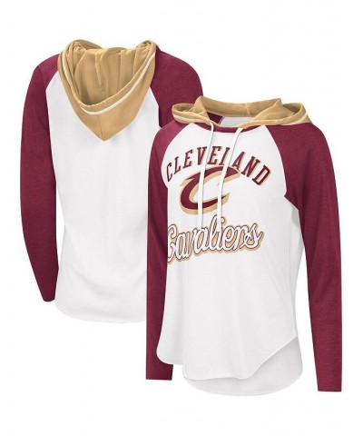 Women's White Cleveland Cavaliers MVP Raglan Hoodie Long Sleeve T-shirt White $25.99 Tops