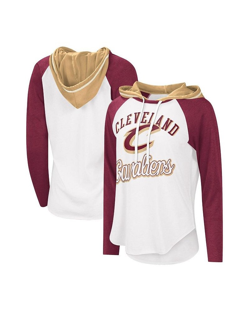 Women's White Cleveland Cavaliers MVP Raglan Hoodie Long Sleeve T-shirt White $25.99 Tops