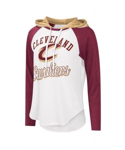 Women's White Cleveland Cavaliers MVP Raglan Hoodie Long Sleeve T-shirt White $25.99 Tops