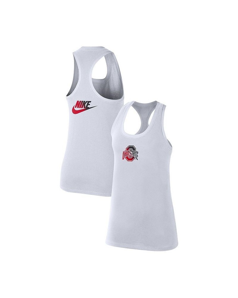 Women's White Ohio State Buckeyes Racerback 2-Hit Tank Top White $18.00 Tops