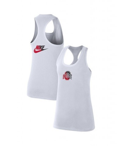 Women's White Ohio State Buckeyes Racerback 2-Hit Tank Top White $18.00 Tops