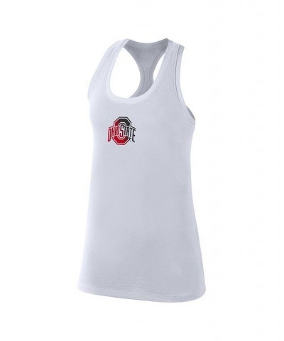 Women's White Ohio State Buckeyes Racerback 2-Hit Tank Top White $18.00 Tops