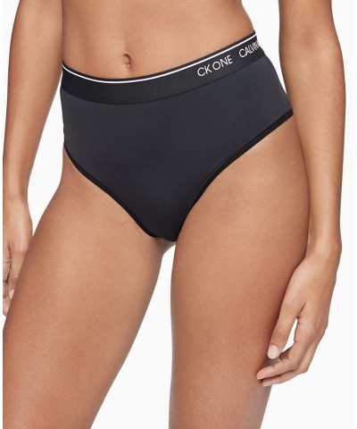 Women's CK One High-Waist Thong Underwear QF5745 Black $12.98 Panty