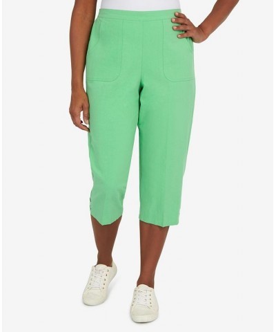 Women's Criss Cross Structured Capri Pants Green $34.51 Pants