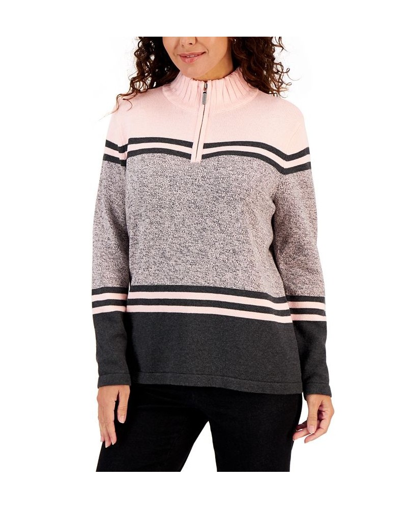 Women's Mapleton Half-Zip Cotton Sweater Pink $14.87 Sweaters