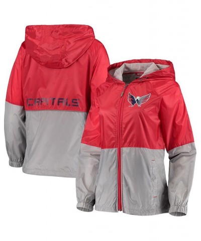 Women's Red Washington Capitals Strike Zone Raglan Hoodie Full-Zip Jacket Red $39.56 Jackets