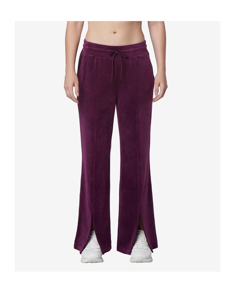 Women's Full Length Velvet Vented Pants Purple $32.72 Pants