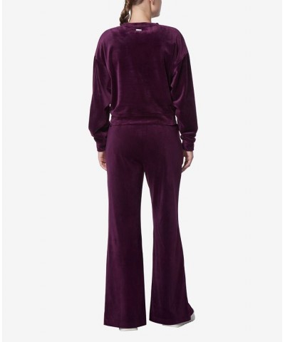 Women's Full Length Velvet Vented Pants Purple $32.72 Pants