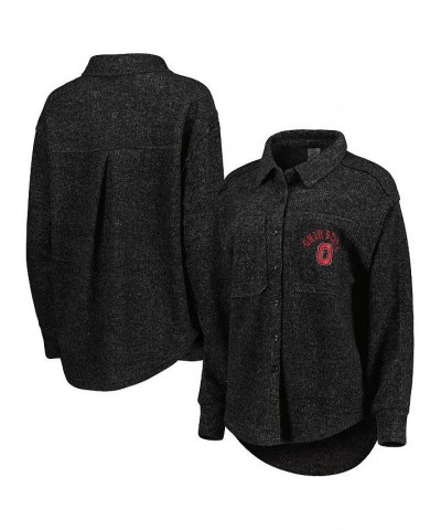 Women's Black Ohio State Buckeyes Switch It Up Tri-Blend Button-Up Shacket Black $32.50 Jackets