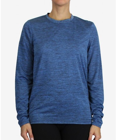 Women's Loose Fit Long Sleeve Moisture Wicking Wrinkle Free Performance T-shirt Royal $17.85 Tops
