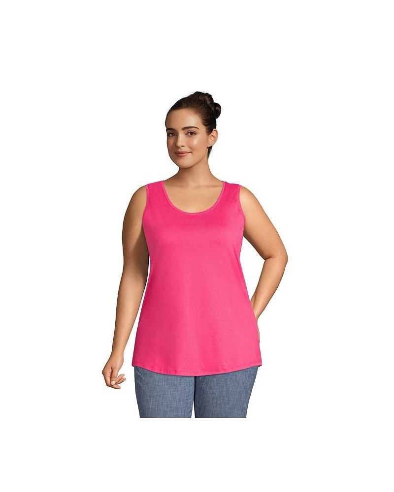 Women's Plus Size Supima Cotton Scoop Neck Tunic Tank Top Hot pink $20.19 Tops