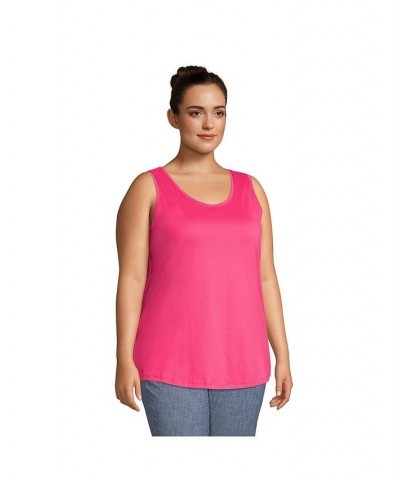Women's Plus Size Supima Cotton Scoop Neck Tunic Tank Top Hot pink $20.19 Tops