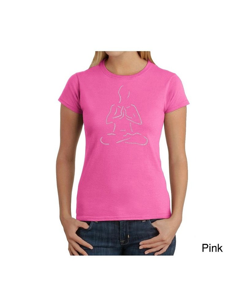Women's Word Art T-Shirt - Popular Yoga Poses Pink $15.48 Tops
