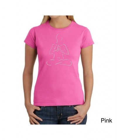 Women's Word Art T-Shirt - Popular Yoga Poses Pink $15.48 Tops