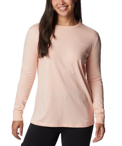Women's North Cascades Cotton Long-Sleeve T-Shirt Orange $16.80 Tops