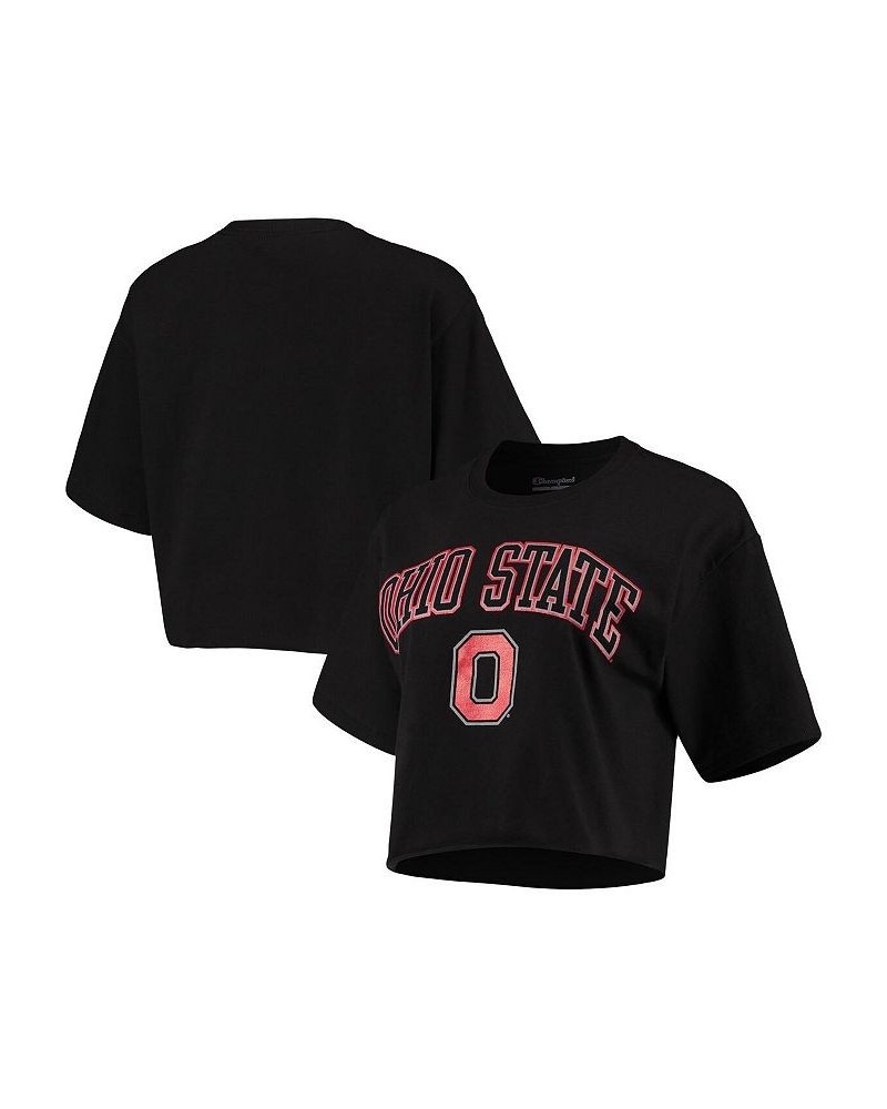 Women's Black Ohio State Buckeyes Cropped Boyfriend T-shirt Black $22.50 Tops