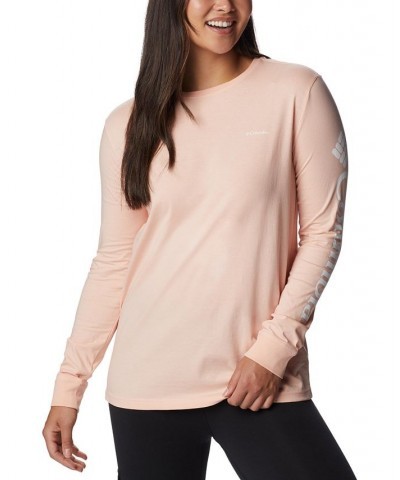 Women's North Cascades Cotton Long-Sleeve T-Shirt Orange $16.80 Tops