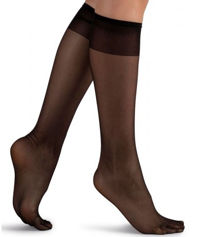 Italian Made Velvety Silk Opaque Knee-Highs (2 Pack) Black $14.35 Socks