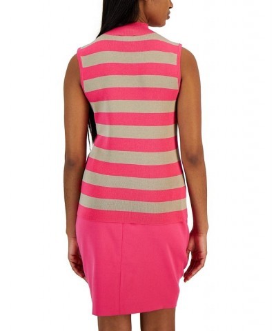 Women's Sleeveless Mock-Turtleneck Sweater Hot Pink Dune $23.39 Sweaters