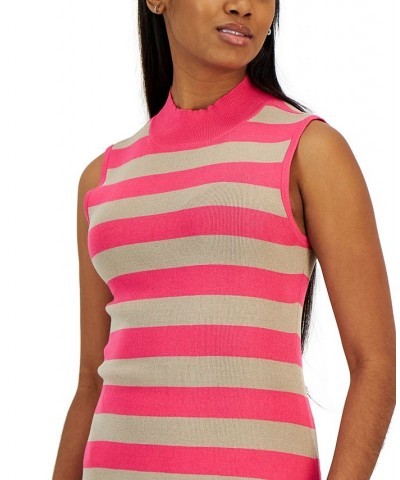 Women's Sleeveless Mock-Turtleneck Sweater Hot Pink Dune $23.39 Sweaters