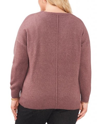 Plus Size Cozy V-Neck Long Sleeve Sweater Purple $28.70 Sweaters