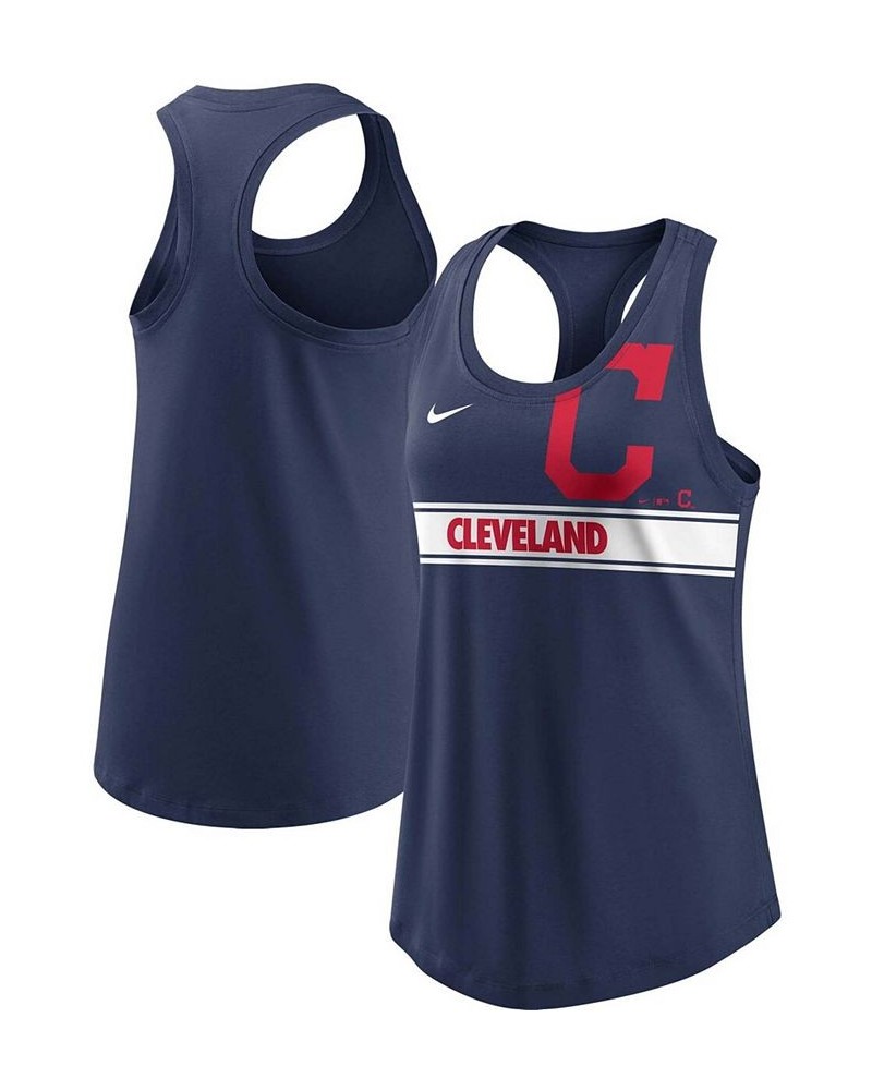 Women's Navy Cleveland Indians Cropped Logo Performance Racerback Tank Top Navy $23.39 Tops