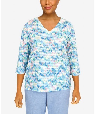 Petite Set Sail Abstract Texture V-neck Top Multi $35.45 Tops