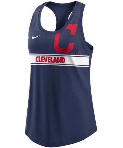 Women's Navy Cleveland Indians Cropped Logo Performance Racerback Tank Top Navy $23.39 Tops