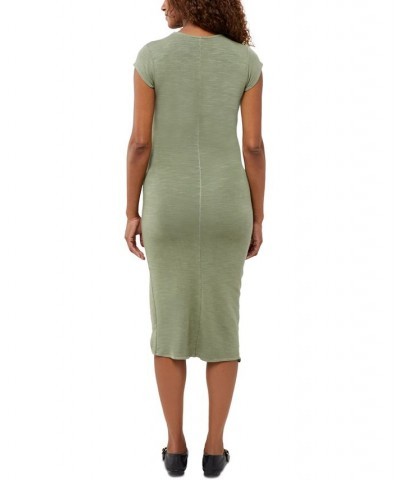 Supersoft Cap-Sleeve Shirred Maternity Dress Laurel Green $83.58 Dresses